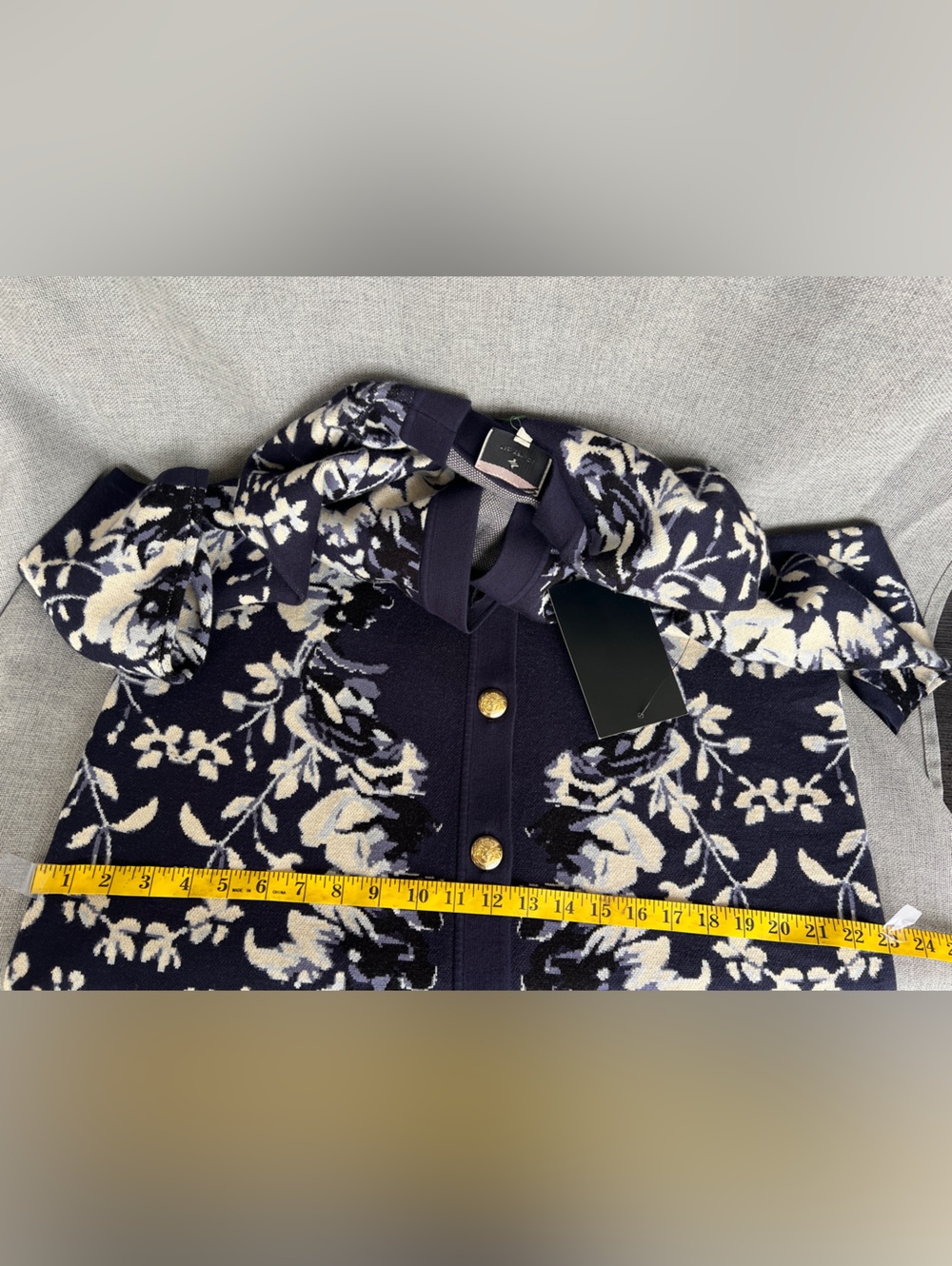 Tuckernuck Floral Horizon Knit Jacquard Cardigan floral navy cream size M - Picture 17 of 17